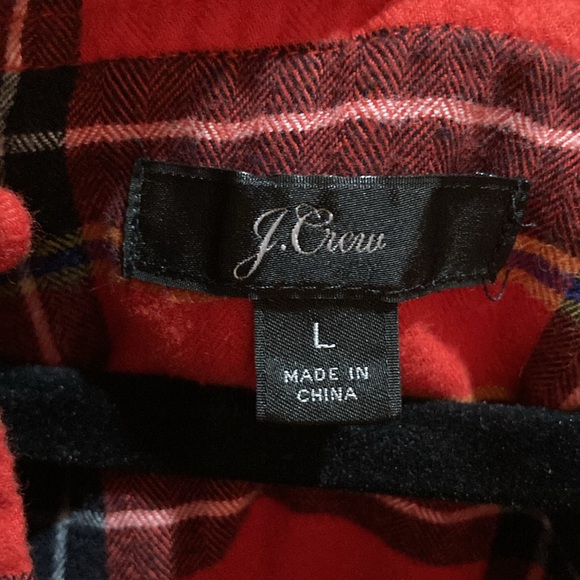 J Crew Flannel Ruffle Blouse in Festive Plaid Red Size L - Picture 3 of 4